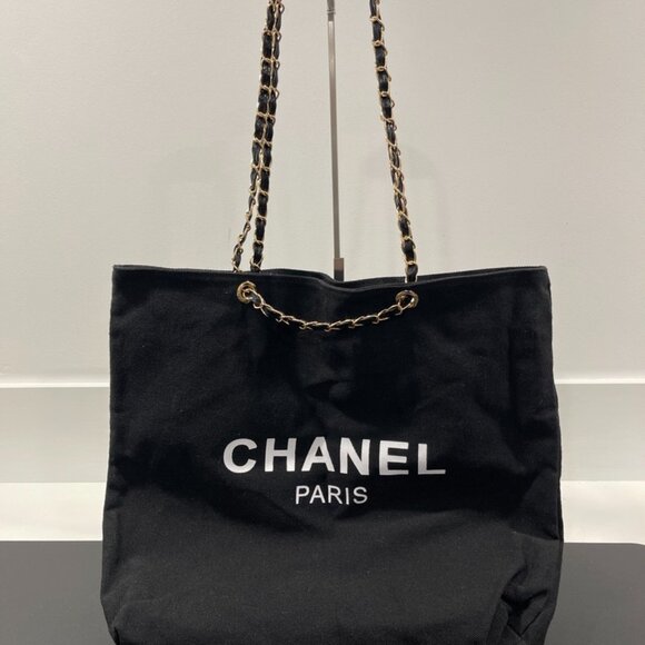 Unbranded Canvas Tote Chanel Inspired Black/White (JB1348) - Picture 2 of 5